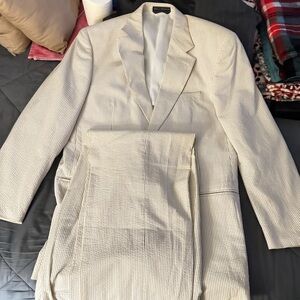 Seersucker blazer tan 41L 35W Pants